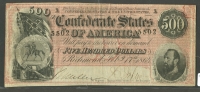 T64 (489A) 1864 $500 Confederate States of America